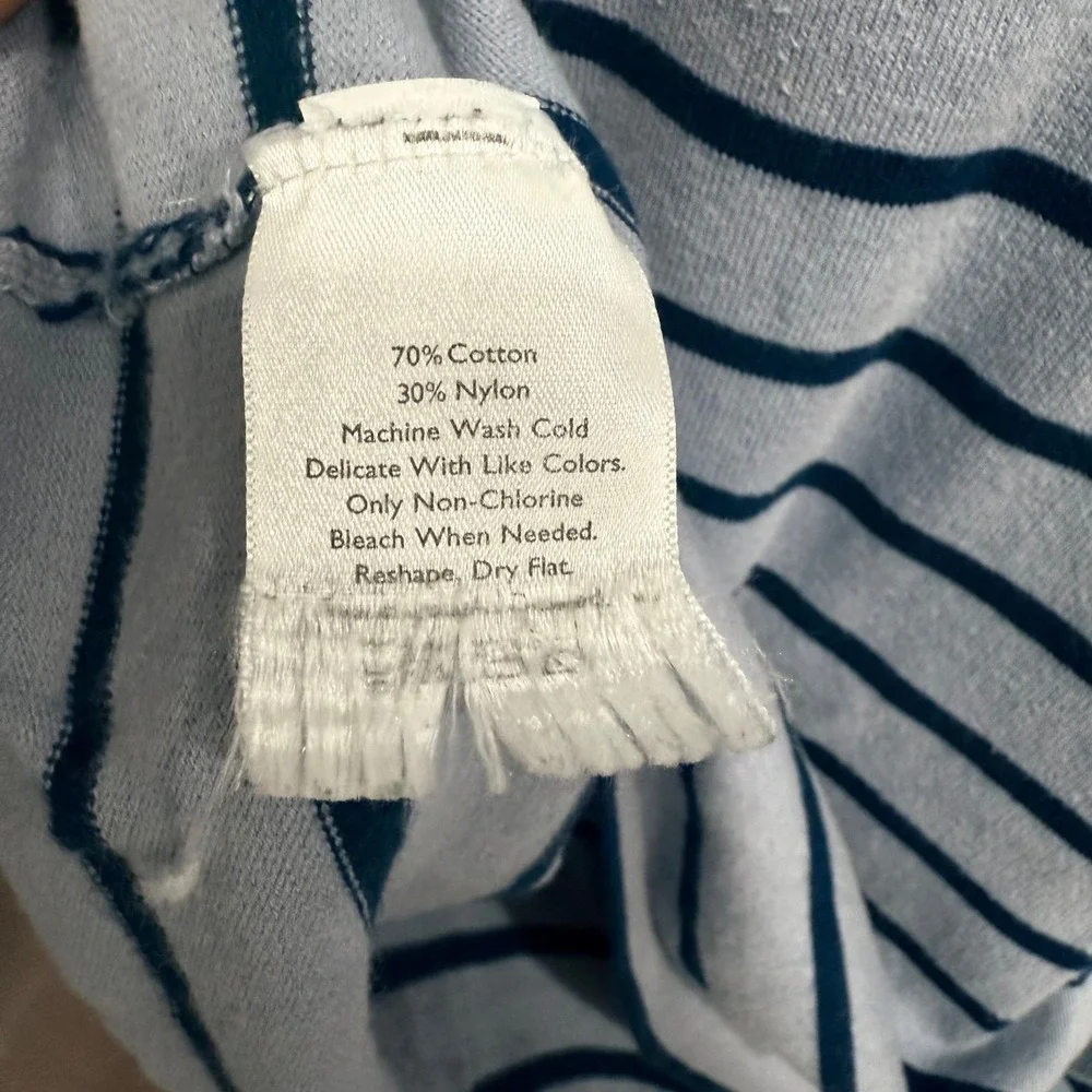 Eddie Bauer Striped Crew Neck Sweater Cotton‎ Blend 3/4 Sleeve Top Large